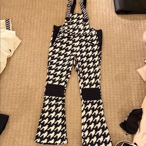 Perfect Moment Black and White Houndstooth ski Jumpsuit bib